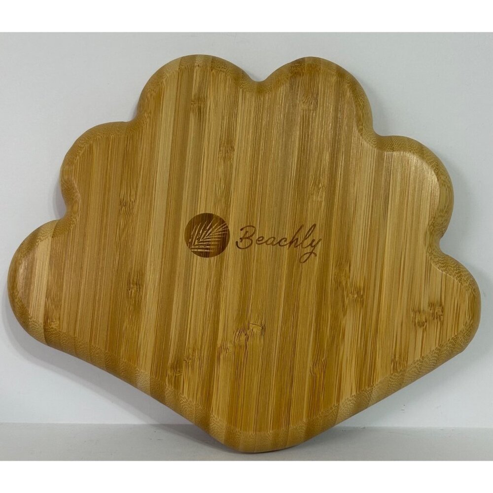 Beachly Bamboo Bombshell Shell Tray Charcuterie Trinket Dish Beach Ocean Party - Picture 2 of 9
